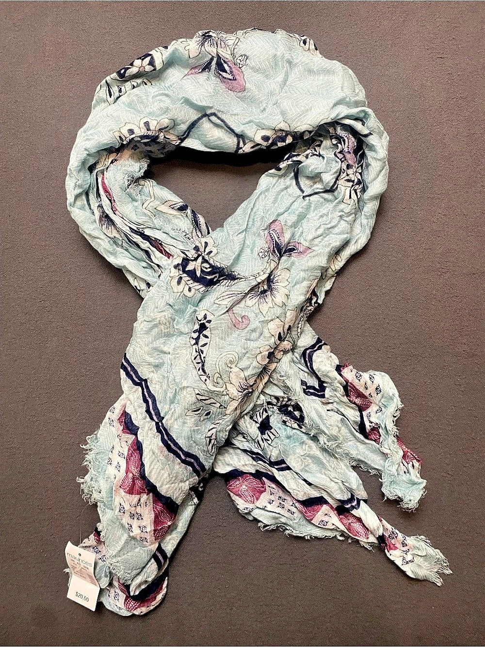 Maurices Paisley Scarf in Green & Pink NWT